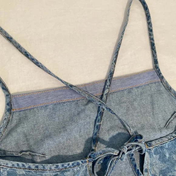 Rag & Bone Jean denim tie dress floral xs - Picture 9 of 14